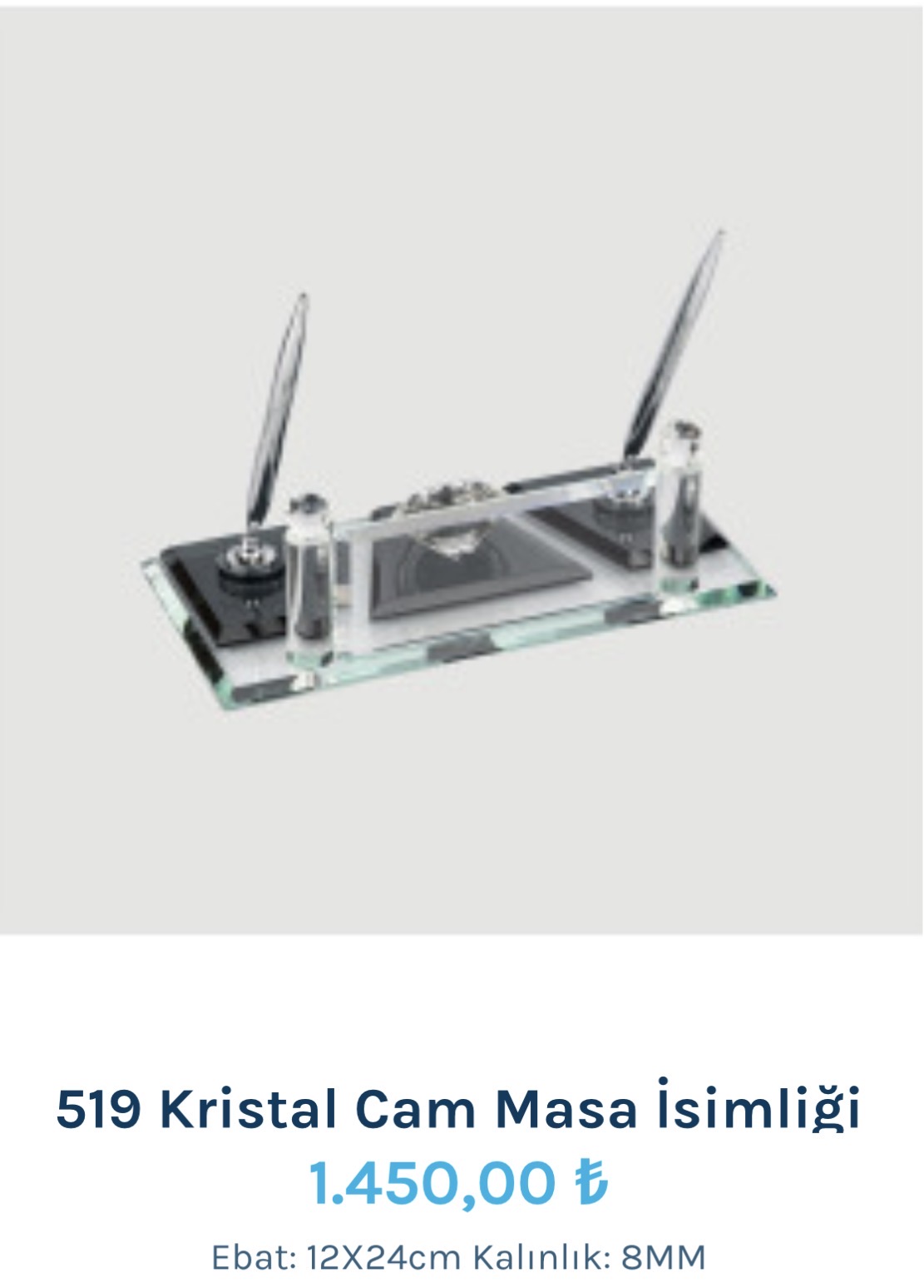 Kristal Cam Masa İsimliği